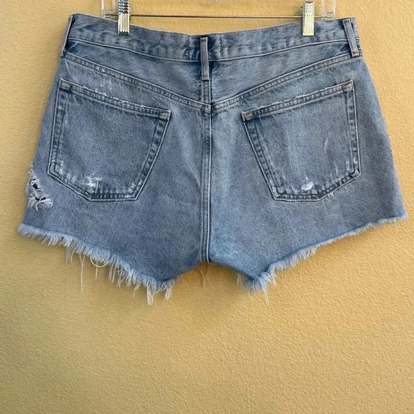 AGOLDE "Parker" Vintage Blue Denim Distressed Cut-Off Shorts Size 31 EUC! - Picture 4 of 10